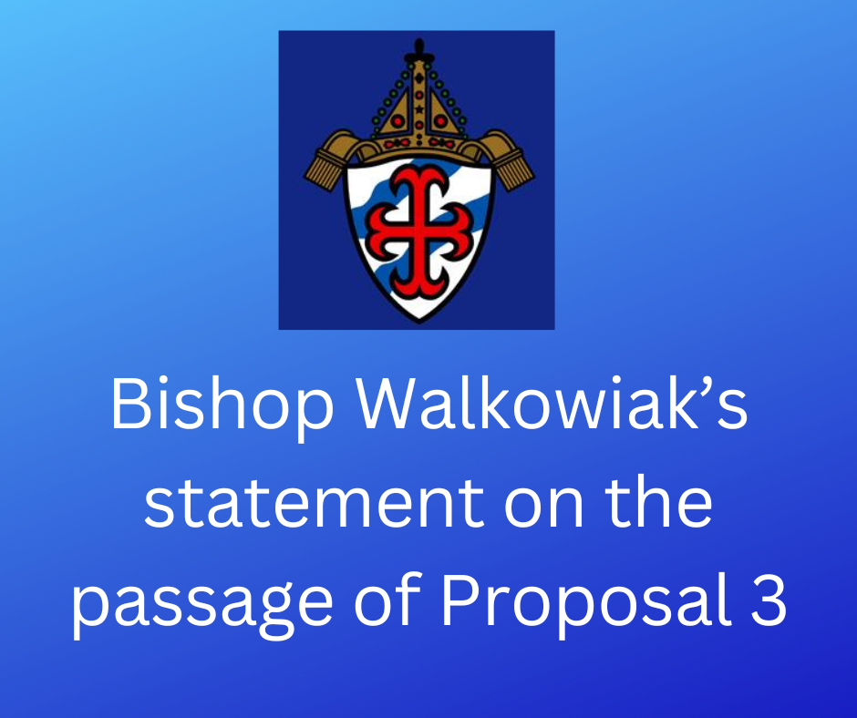 Bishop Walkowiak’s statement on the passage of Proposal 3