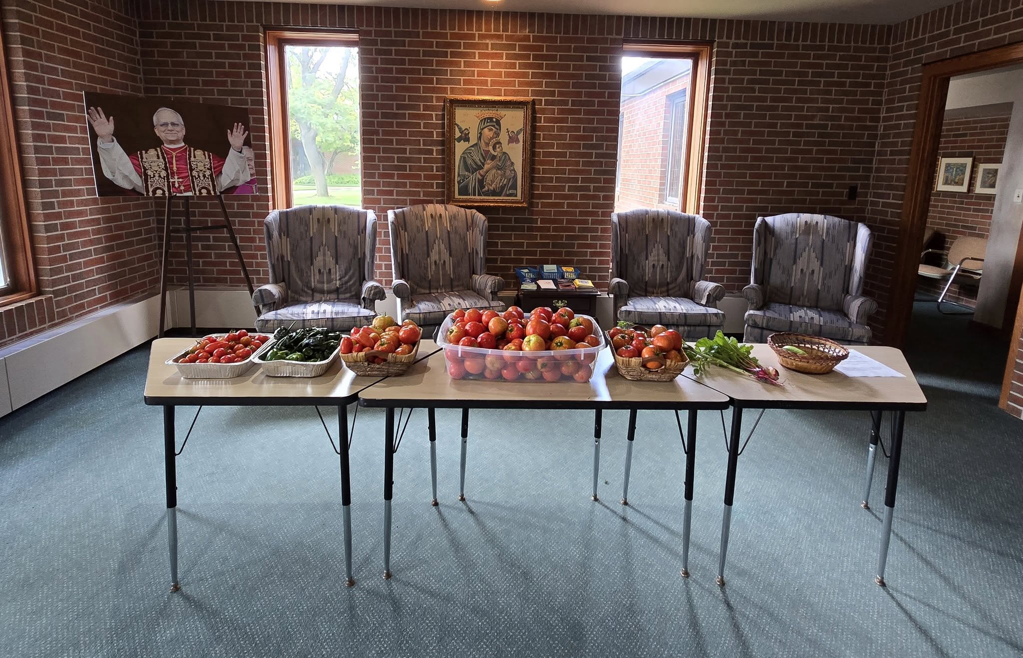 A table full of vegetables from the Community Garden